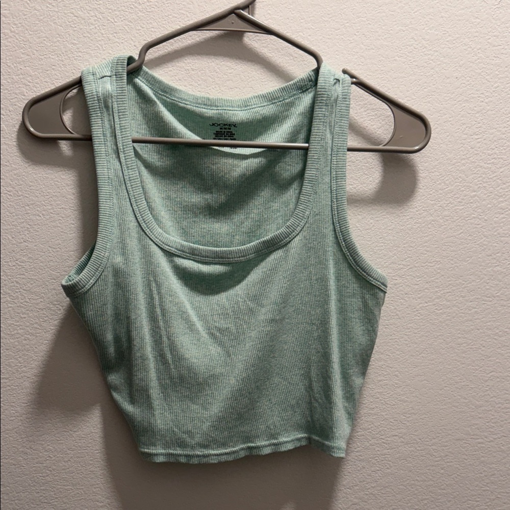 Jockey Mint Ribbed Scoop Neck Crop Tank
